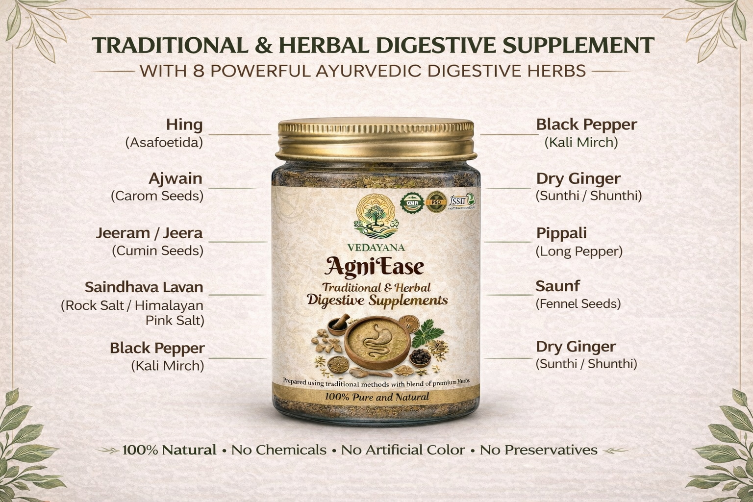 AgniEase - Ayurvedic Digestive Supplement for Gut Health & Acidity