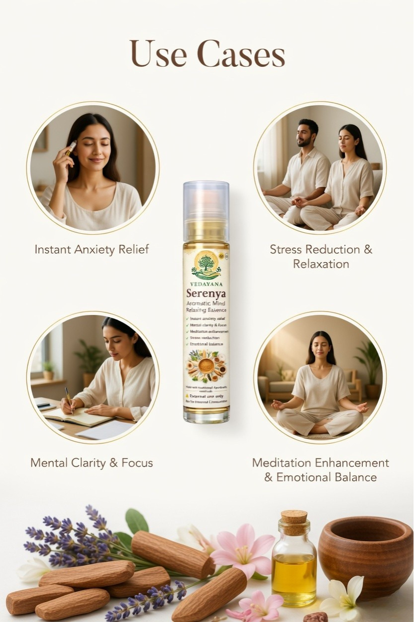 Serenya Use cases:  stress reduction, relaxation, mental clarity, and emotional balance.