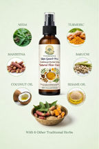 Vedayana Skin Guard Pro bottle with images of traditional herbs on a light green background